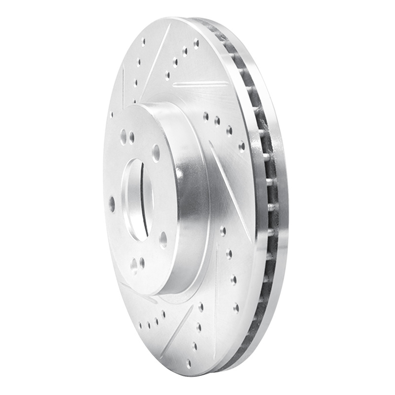 Infiniti Q45 Brake Rotor (1) - Front Left - R1 Concepts - Drilled & Slotted - Silver - `97-`01